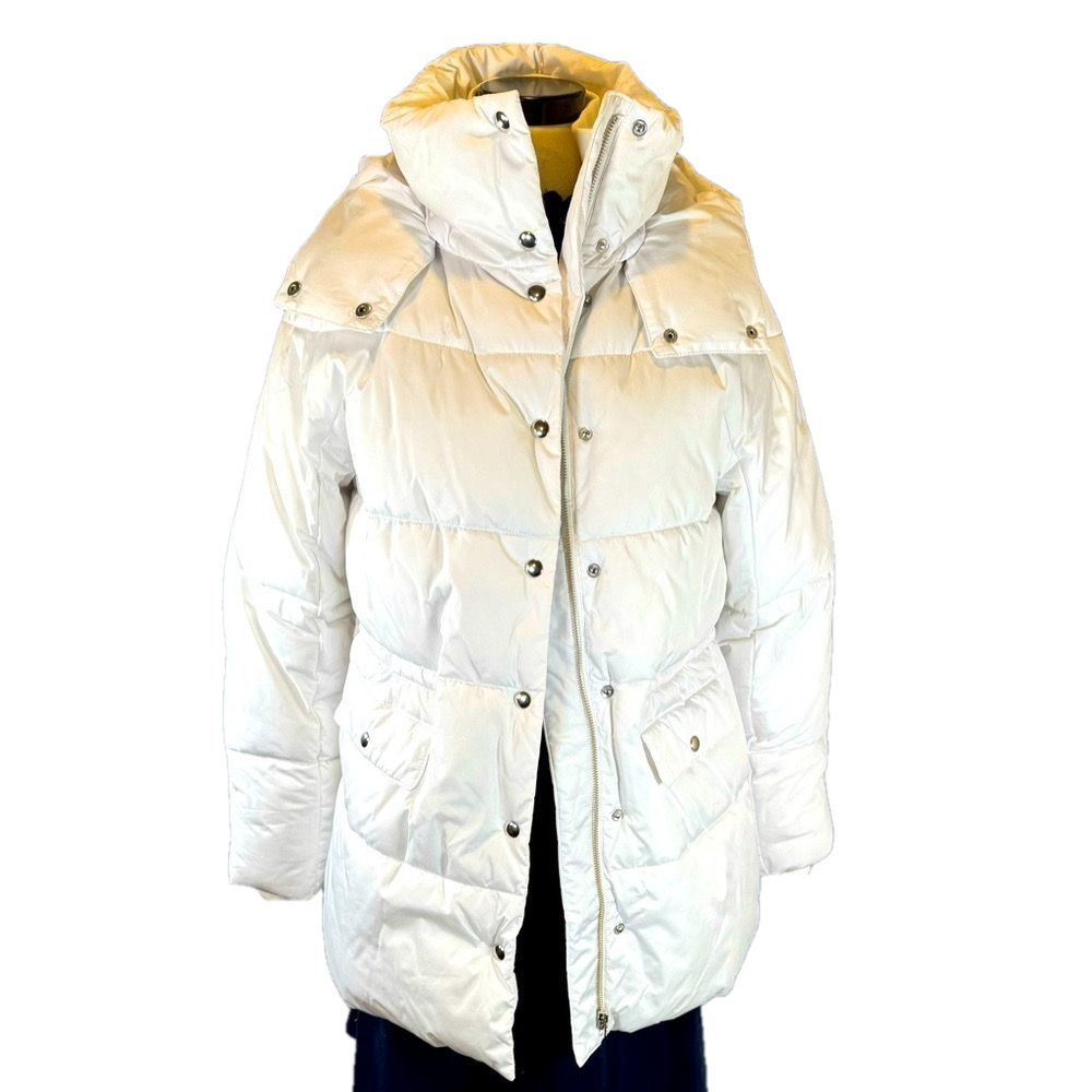 J Crew White Puffer Coat XS-Tall